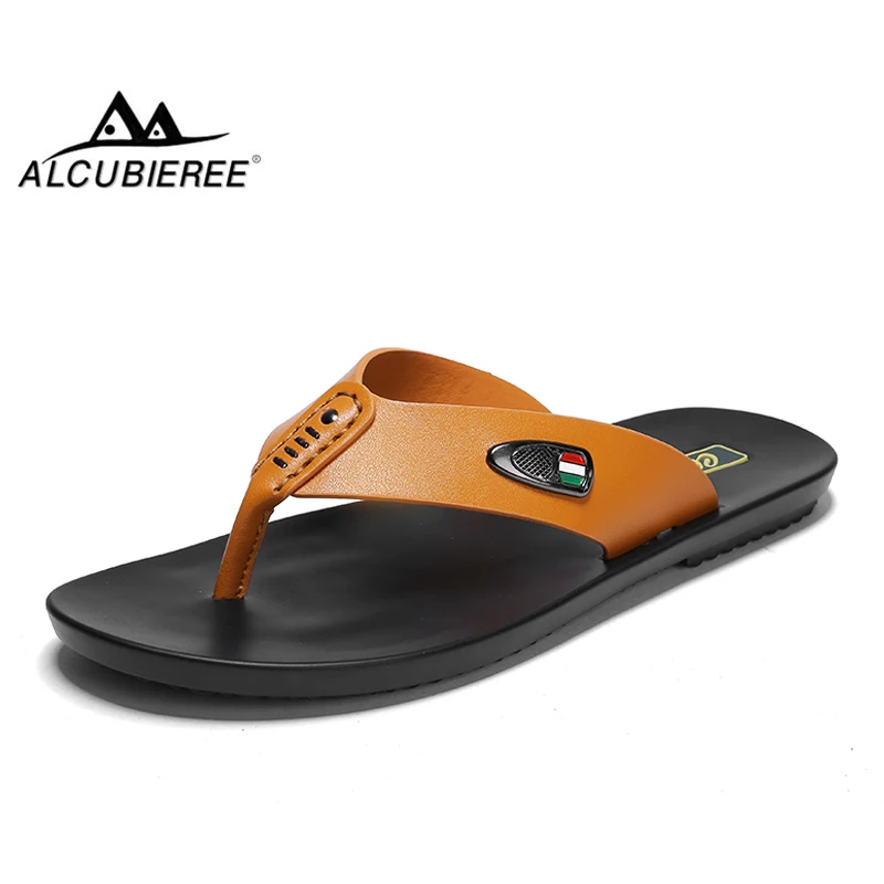 ALCUBIEREE Brand Mens Leather Flip 