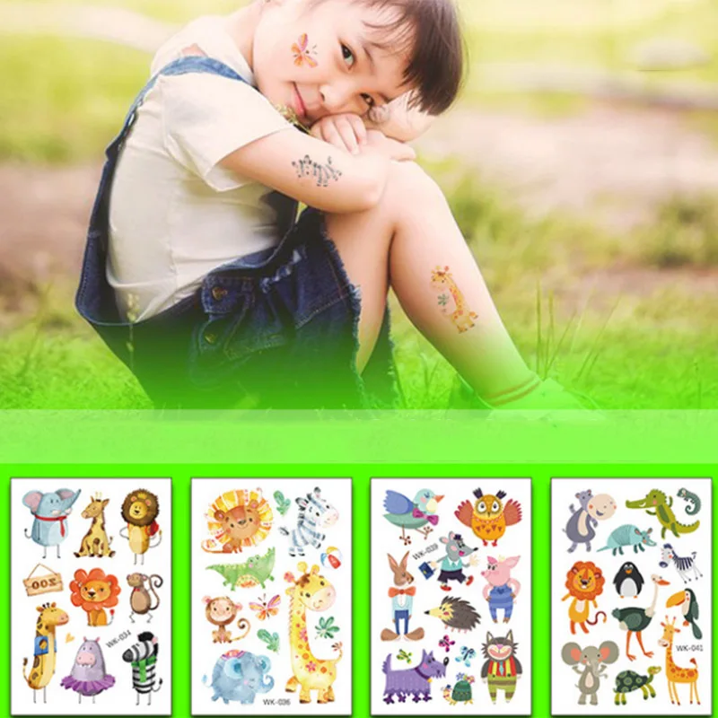 3 шт. временные тату-наклейки с изображением динозавра, джунглей, животных русалки, единорога, украшения на день рождения, Детские Водонепроницаемые тату