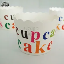 100 шт./пакет большая буква кекс Слова Дизайн Мини бумажная посуда чашки лайнер для маффинов кексов бумага день рождения торт чехол