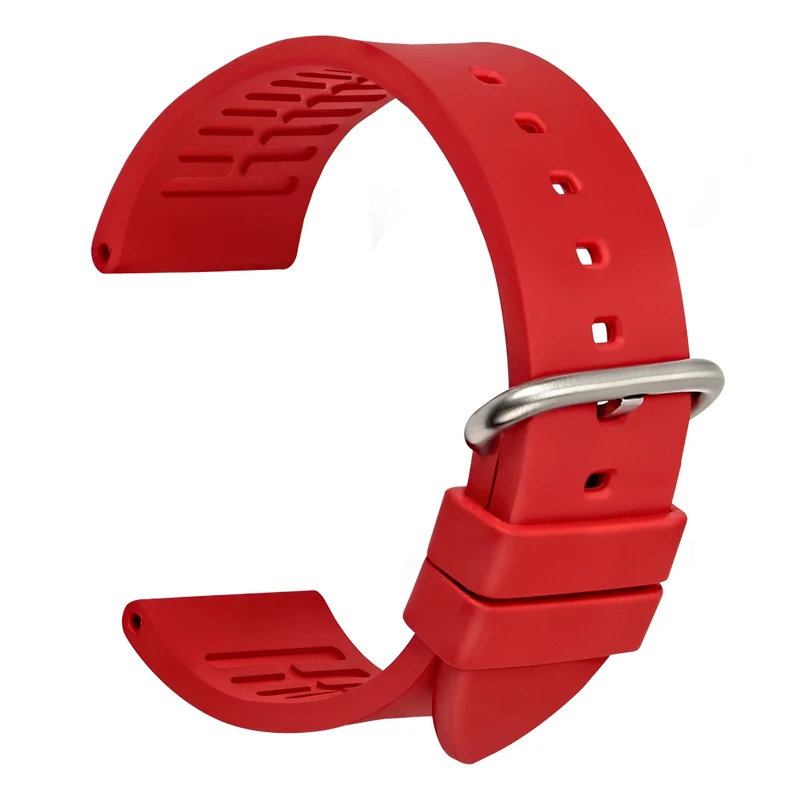 MAIKES Premium Orange Sport Rubber Watch Strap with Black Buckle