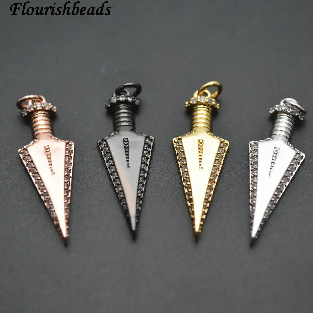 

Various Color Paved CZ Beads Metal Arrow Sword Charms Fit Necklace or Bracelets Making 10pc per lot