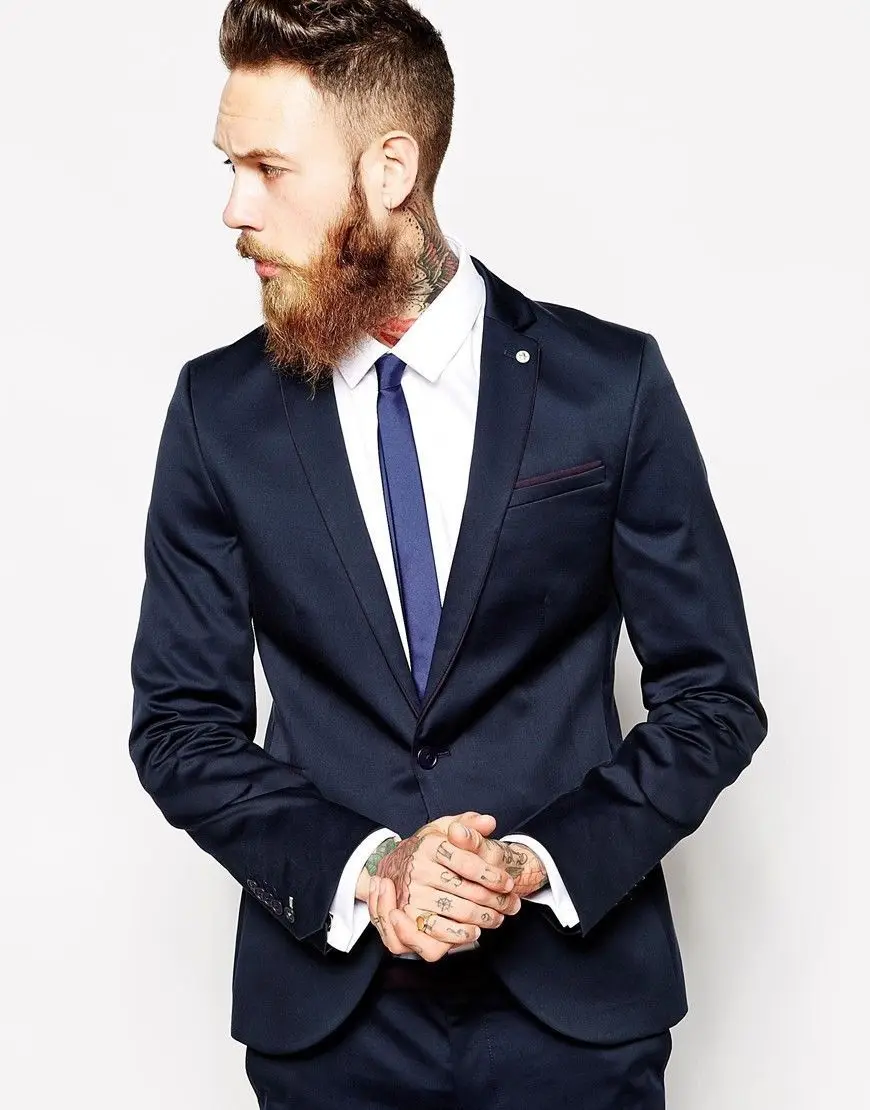 Изготовленный на заказ темно-синий мужской костюм сшитый bespoke темно-синие