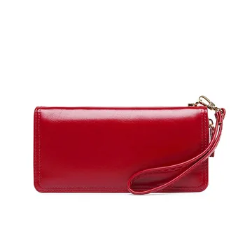 

Trifold Designer Women Clutch Pu Leather Wallet Female Long Lanyard Wallets Zipper Wristlet Purse Strap Money Bag Phone Holder