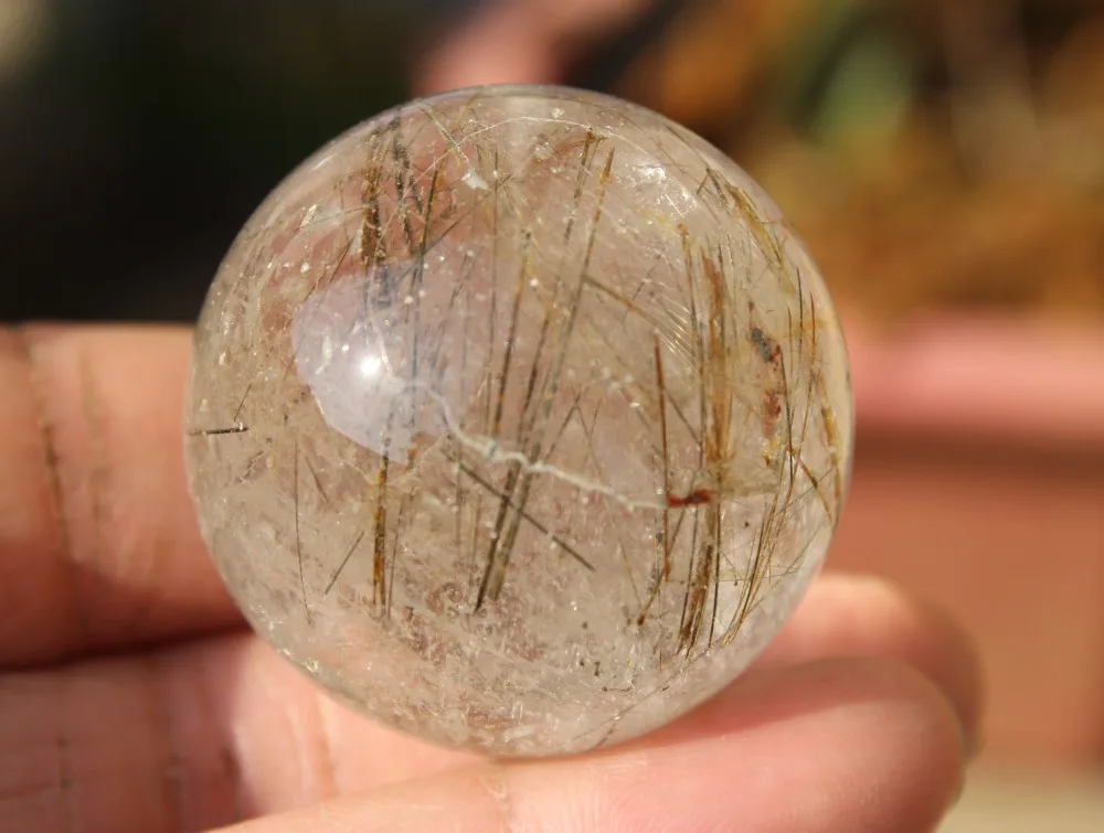 

(36mm) Narural Gold Rutilated Quartz Crystal Sphere Ball