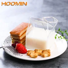 Коробка для молока HOOMIN, чистая ручная работа, креативная термостойкая 250 мл, уникальная квадратная стеклянная чашка, посуда для напитков