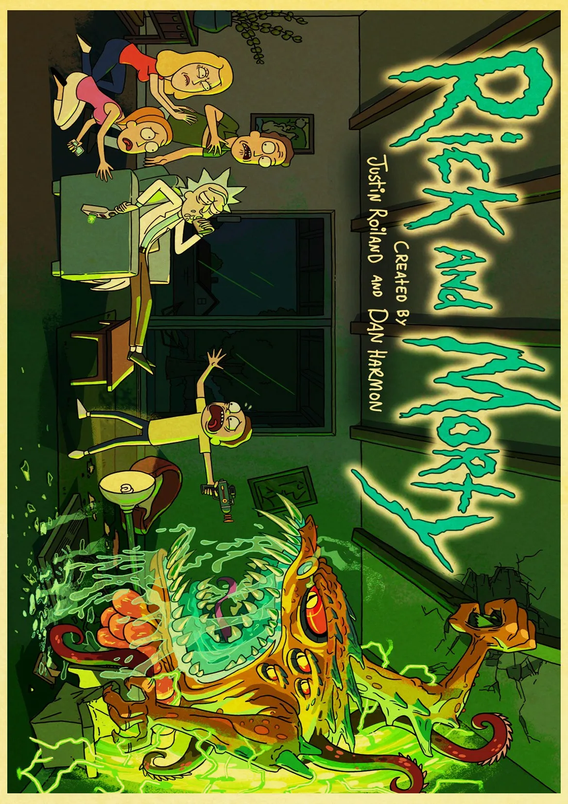 Забавная анимация Рик и Морти плакат хорошее качество живопись Ретро плакат крафт-бумага на стену для дома и бара бар Детская комната - Цвет: E066