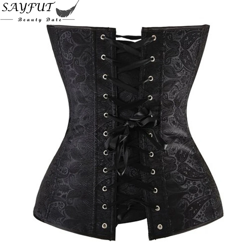 Women's Sexy Ladies Wedding Lingerie Brocade Bustier Boned Lace-Up Back Corset Waist Trainer Corsets And Bustiers espartilho Women's Sexy Ladies Wedding Lingerie Brocade Bustier Boned Lace-Up Back Corset Waist Trainer Corsets And Bustiers espartilho