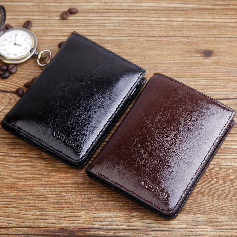 New vintage men Wallet Brand High Quality Designer Oil wax Leather Short Coin wallet fashion zipper card Purse for male New vintage men Wallet Brand High Quality Designer Oil wax Leather Short Coin wallet fashion zipper card Purse for male