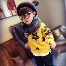The autumn 2016 new boys and girls children wear short sweater coat baby pentagram clothes Pentagram printing