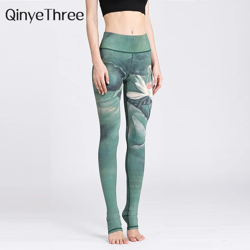 

2018 New Lotus Print Sporting Leggings Women Sexy Fitness Legging For Women Sportswear Trousers Femme Elastic Pants