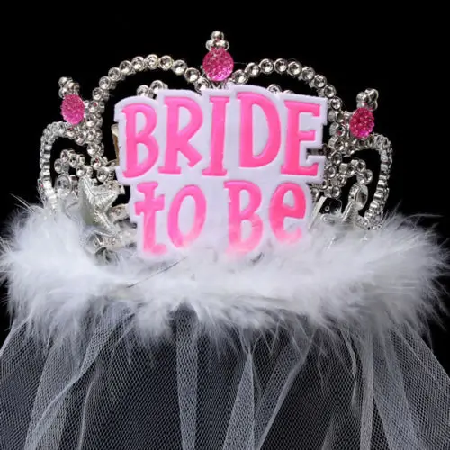 

BRIDE TO BE CROWN LADIES HEN NIGHT PARTY FANCY DRESS COSTUME ACCESSORY WITH VEIL