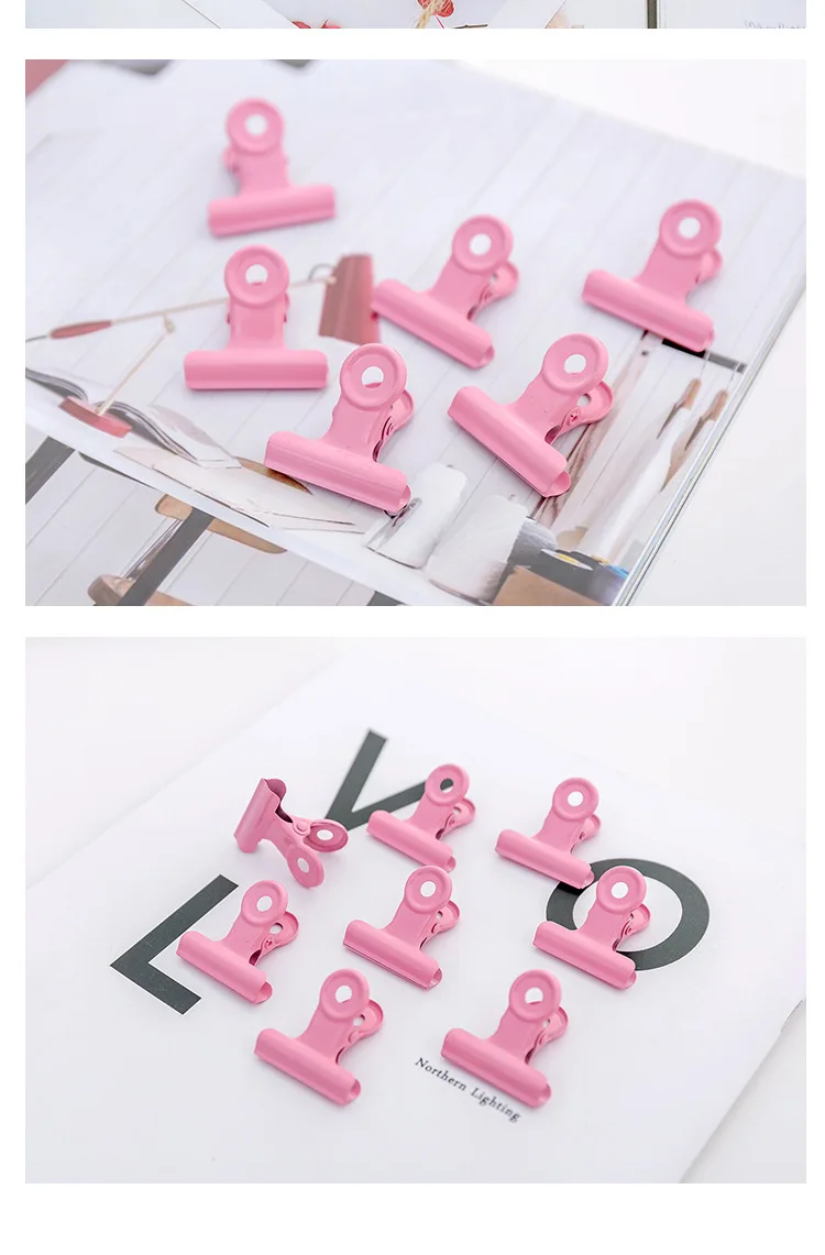 Металлический зажим для бумаг розовый папка заметки фото письмо зажим для бумаги школьные канцелярские принадлежности для детей