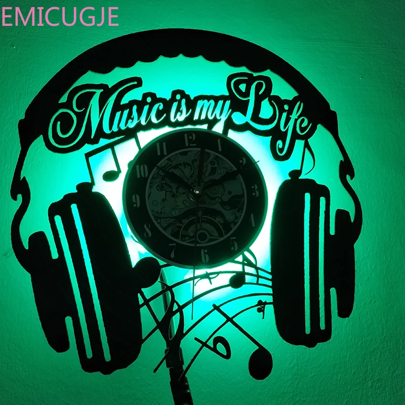 

LED Light Living Room Creative Horloge mural Modern Vintage Vinyl Wall Clock