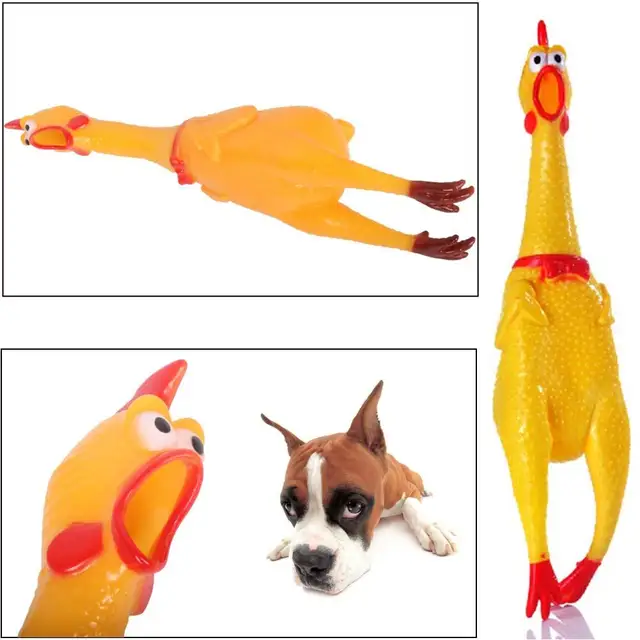 2017 New 17CM Yellow Screaming Rubber Chicken Pets Dogs Toy Squeak