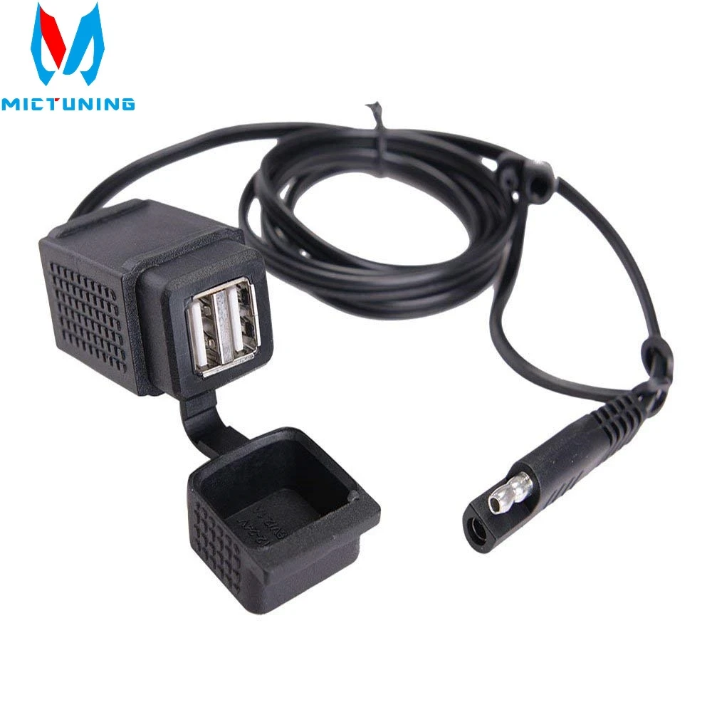 

MICTUNING SAE to USB Cable Adapter 3.1A Dual Port Power Socket for Motorcycle for Smart Phone Tablet GPS