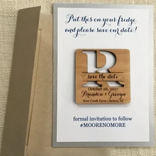 Персонализировать спасибо Свадебный деревянный сохранить дату магниты, начальная сохранить дату-деревенский деревянный магнит-пользовательские приглашения