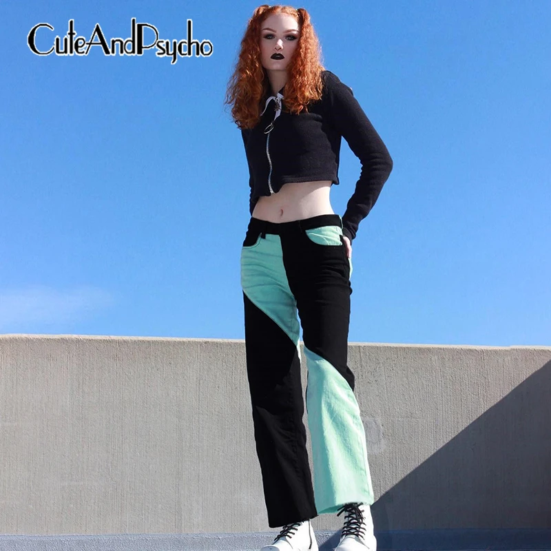 

2019 High Waist Sexy Flare Pants Women Patchwork Trousers Fashion Loose Pockets Pants Capris Streetwear Summer Cuteandpsycho