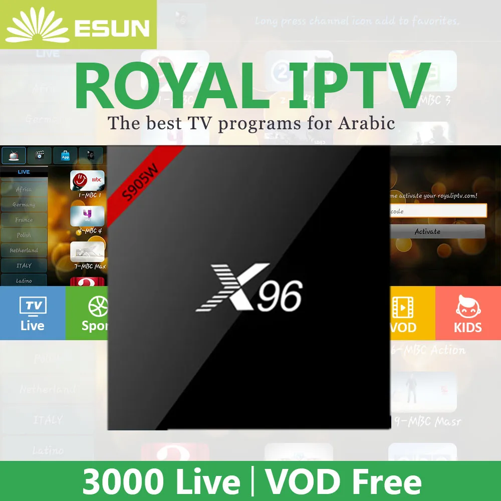 

Royal IPTV X96 Android 7.1 amlogic S905W With 1 Year RoyalTV Configured Arabic Europe IPTV SET TOP BOX media player