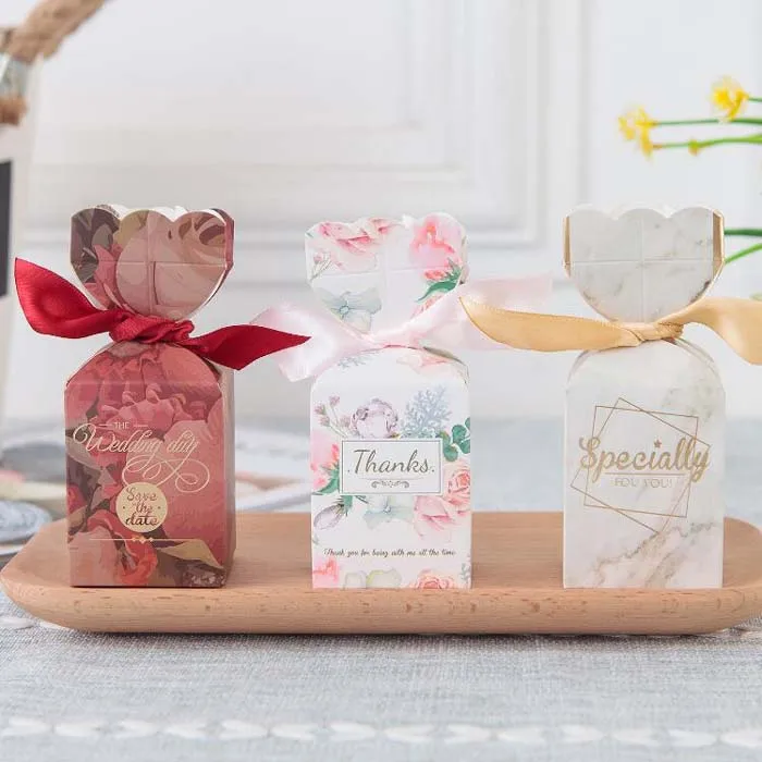 

50PCS Vase Shape Candy Box wedding Gift Box chocolate boxes Baby Shower Favor Box with ribbon
