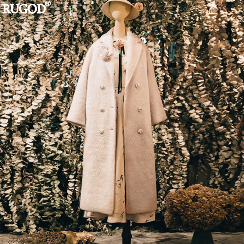 Женское шерстяное пальто Rugod элегантное с длинным рукавом в стиле ретро Осень