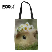 FORUDESIGNS, женская сумка для покупок, складная, с принтом хомяка, школьная сумка для путешествий, Пляжная, Холщовая Сумка, сумки, переработанная сумка на плечо