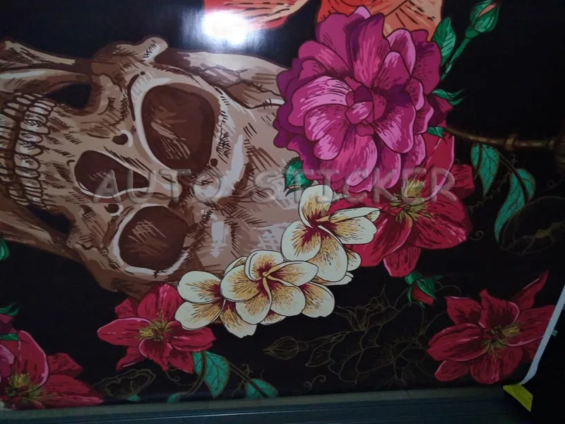 Flower Skull sticker bomb car wrapping 22
