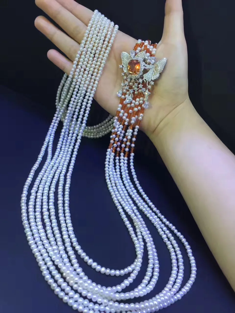 Ожерелье из натурального жемчуга 3 4 мм серебра 925 пробы|silver pearl|silver long necklacesilver necklace