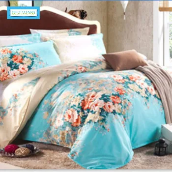 

BEST.WENSD Housse De Couette Reactive Print 4Pcs Housse De Couette Bedding Set Luxury Include Duvet Cover&Bed Sheet&Pillowcase