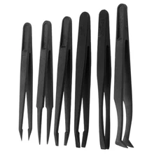 6pcs Precision Tweezer Set Plastic Anti Static Precision Tweezers for Electronic Mobile Phone Repair Tools Kit Size 1/2/3/5/6/8
