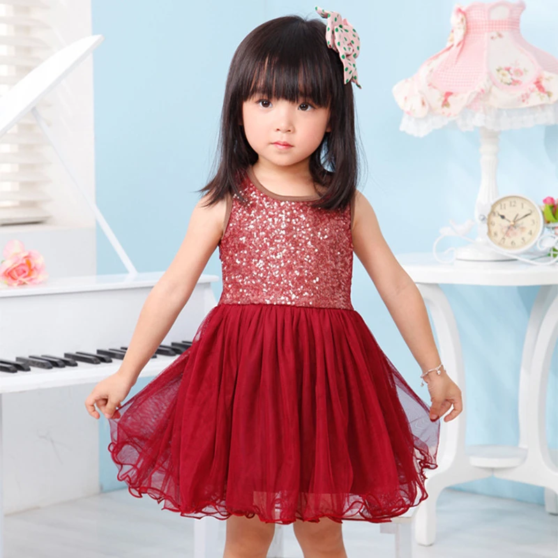 

Lovely Toddler Girls Korean Style Mesh Princess  Summer Sleeveless Sequined Decor A-line Fashion  Birthday Party Formal Dress
