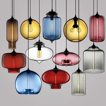 

HAIXIANG Glass Lamp Modern Colorful Glass Pendant Lamps Restaurant Bar Cafe Shop Lighting Chandelier Kitchen Island Lights