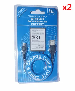 

2Pcs 3.7V 2000mAh Pack+USB Charger Cable for Sony PS4 PlayStatoin4 Dualshock4 Wireless controller Rechargeable Batteries Gamepad