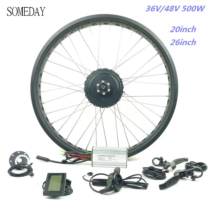 

SOMEDAY 36V/48V 500W EBIKE fat front wheel gear hub motor with LED900S display Electric Bicycle snowbike 20 26 inch