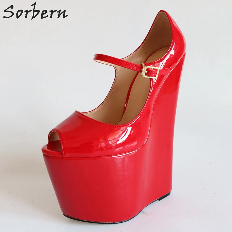 red wedge heels