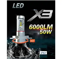 H4 x3 светодиодный фар H1 h3 H7 H8 9005 H11 9006 чрезвычайно яркие лампочки туман фары переоборудованы Дальний свет светодиодный H4 6000 K