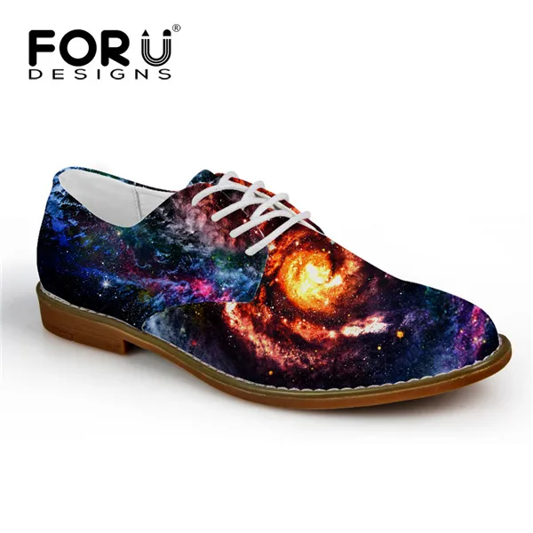 FORUDESIGNS/модные Galaxy звезда печатных для мужчин кружево Up туфли без каблуков повседневное Синтетическая кожа досуг Оксфорд обувь высокое Кач - Цвет: CA5183CE