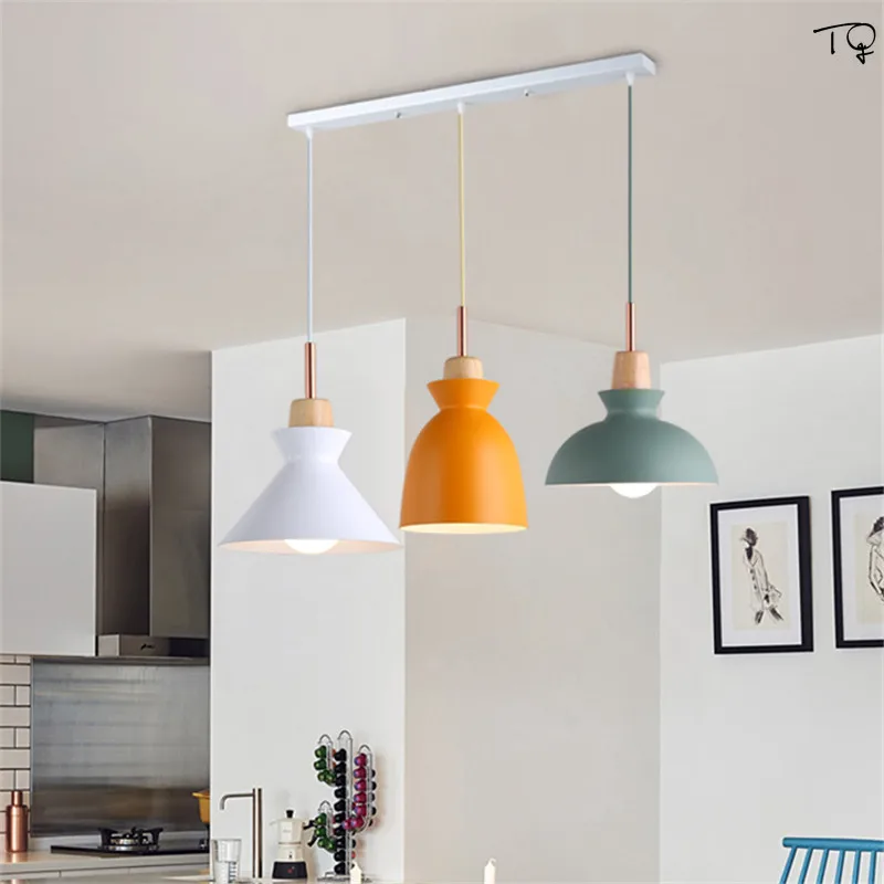 

Macaroon Colourful Pendant Light Led Three-headed Simplicity Fashion Modern Creative Personality Bar Dining Living Decor Home