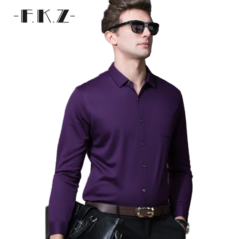 ФКЗ Новый Формальный мужские отложным Воротником Футболки Мужчин Slim Fit красный