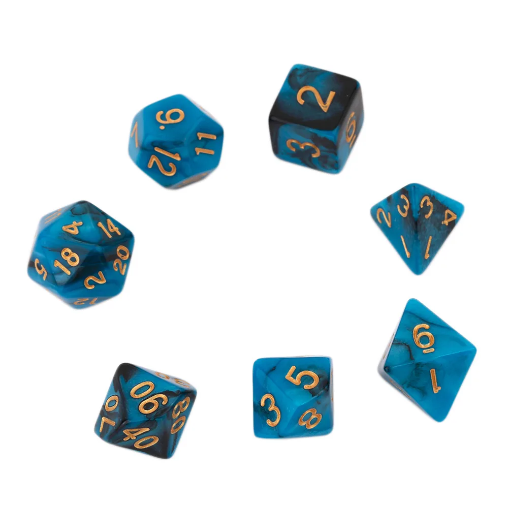 

7 Pcs Set Creative Dual Color Mixed Series Dices Multi Faceted Acrylic Dice 16-20mm D4 D6 D8 D10 D12 D20 Funny Drop Shipping