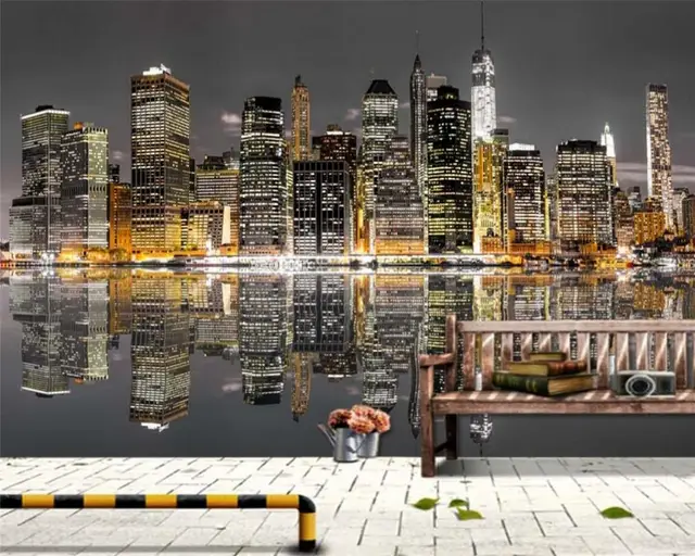 Téléchargement gratuit Images Beibehang Moderne 3d Papier Peint New York Ville Architecture Nuit dernière par
