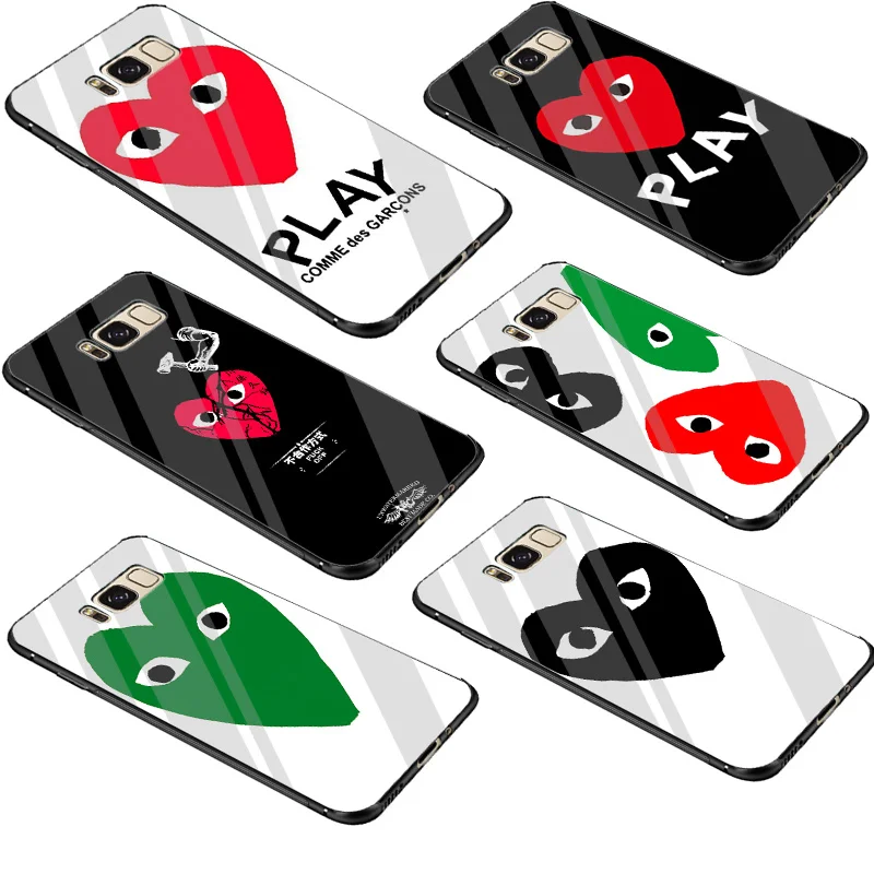 

Desxz Tempered Glass CDG PLAY Case Cover For Samsung Galaxy S7 Edge S8 S9 Plus Note 8 9