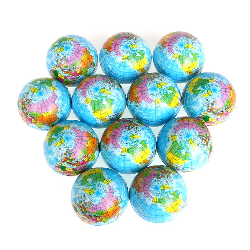 

12pcs 6.3CM Anti Stress Relief Ball World Map Earth Planets Globe Ball PU Foam Soft Squeeze Toys for Boys Kids