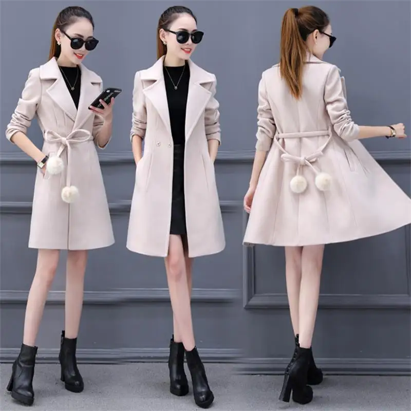 

New woolen coat coat female winter 2019 long section large size slim slimming woolen coat tide fashion spring and autumn wild