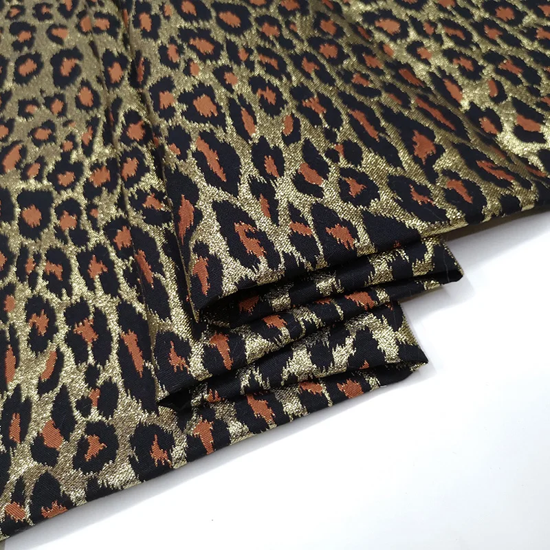 

Sexy Leopard Polyester Brocade Jacquard Fabric with Metallic Gold Thread for Autumn Winter Dress Skirt Coat Sewing-AF917