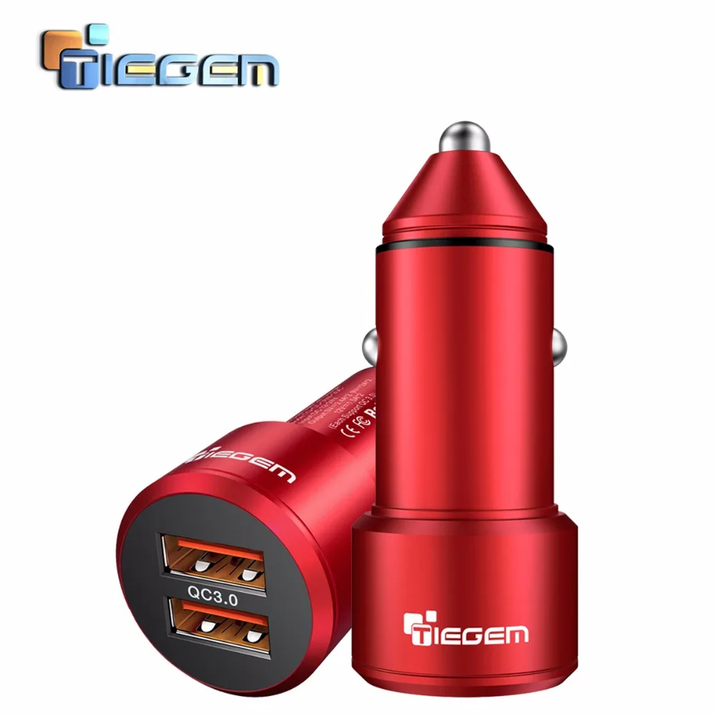 TIEGEM المزدوج USB شاحن سيارة سريعة تهمة 2.0 3.0 الهاتف المحمول سيارة-مهايئ شاحن ل فون 7 سامسونج Xiaomi سيارة الهاتف شاحن