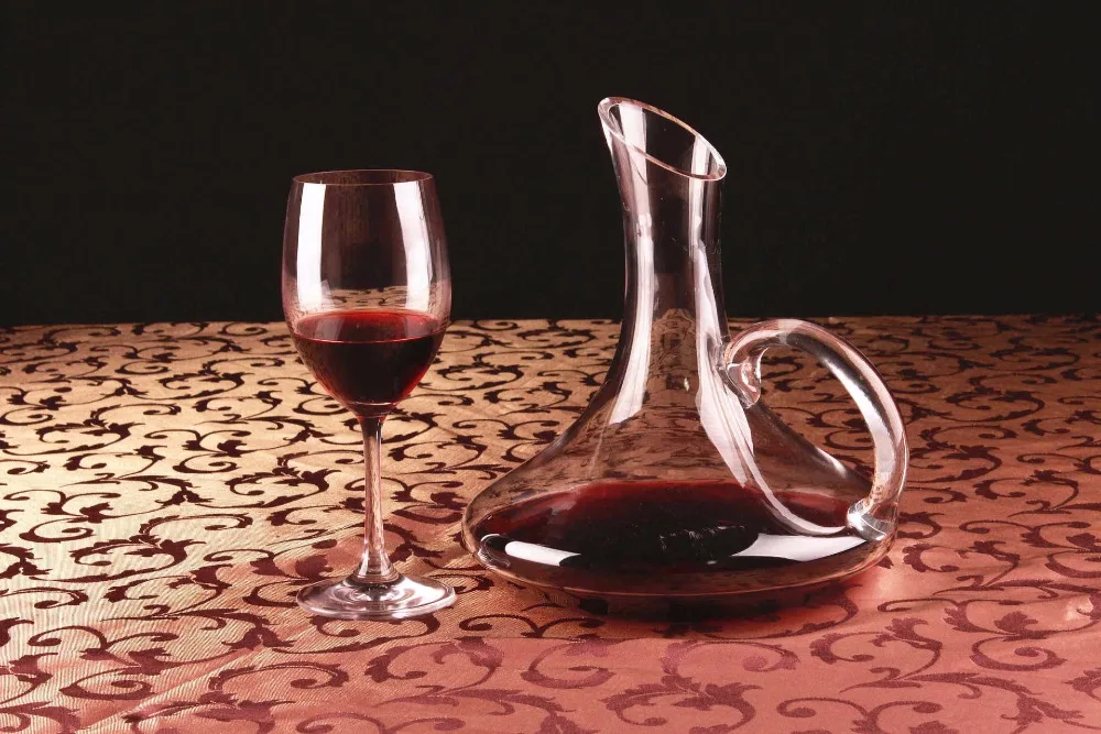 1PC Flat Base Red Wine Decanter Handmade Crystal Wine Pourer Premium