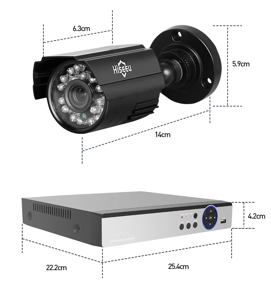 Hiseeu 8CH система камеры видеонаблюдение 4 шт. 4MP Открытый Всепогодный Безопасности Камера 8CH DVR День/Ночь DIY Kit система видеонаблюдения