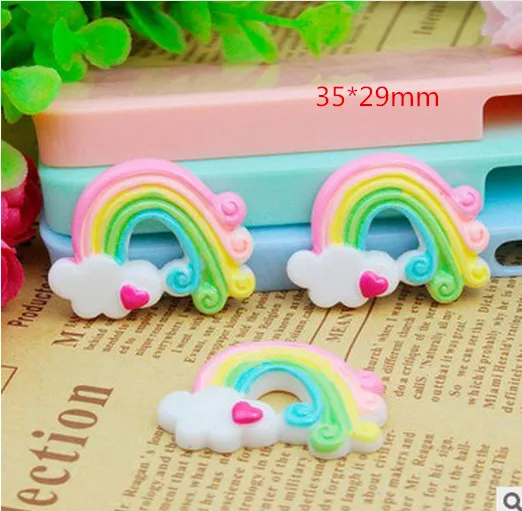 

15pcs/lot flat back resin rainbow with heart ,DIY resin craft accessories fashion resin cabochons