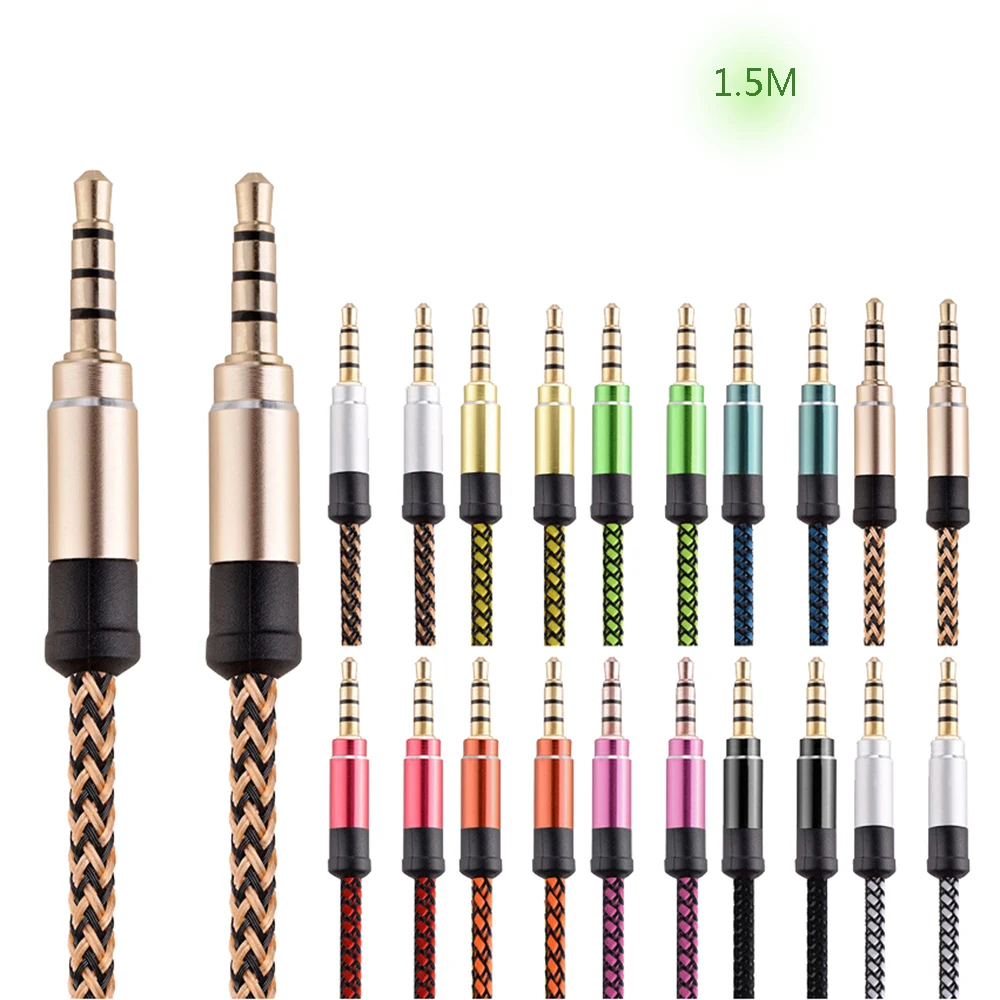 

1.5M Braided 3.5mm Jack Stereo Audio Extension Male to Male Auxiliary AUX Cable Audio Cable Cord For IPhone Macbook Ipad Pro