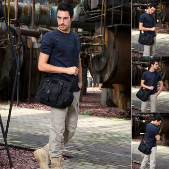 Protector Plus Men s Tactical Sling Shoulder Bag Men s Outdoor Messenger Bag For 14 Laptop
